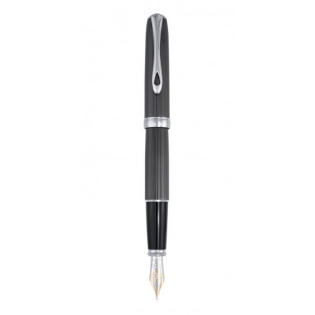 Stylo plume - Guilloché Chrome Noir Plume Or - Diplomat