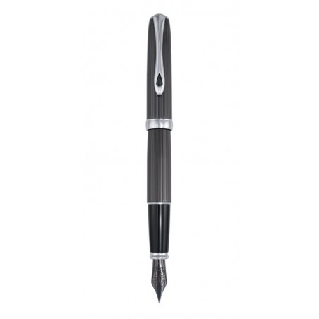 Stylo plume - Guilloché Chrome Noir Plume Acier - Diplomat